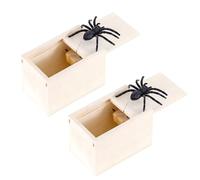 2PCS Spider in a Box Prank, Fake Spider Prank Box for Halloween and Parties, Wooden Scare Prank Toy for Teens and Adults, Hilarious Gag Gift for Prank Enthusiasts