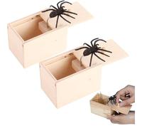 2Pcs Spider In A Box Scare Prank, Spider Funny Scare Wooden Hidden Box Prank, Hilarious Joke Trick Play Toy For Kids Adults Parties April Fool's Day, Surprise For Laughs, Fool Your Friends