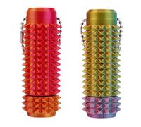 2pcs Spiky Grippie Fidget Keychain, Portable Rotating Toy Mini Rolled Grippie Stim Keyring for Focus Relaxation and Calming Massage Ideal for Adults & Gifts (Orange Gold Green & Red Gold)