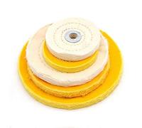 2Pcs Spiral Double-Stitched Buffing Wheel White Polished Wheel Pad Mop Kit Buffer Polishing Grinding Machine Pad 4 inch (100mm) 16mm Hole