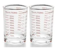 2pcs Spirit Measure, Pyrex Measuring Jug, Small Measuring Jug 90ml | Dual Scale Measurement, Food-Grade Glass, Espresso And Cocktail Use, Professional Bar Tools, Home Kitchen Essentials