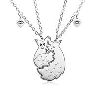 2Pcs Split Heart Matching Necklace Set Couple BFF Gift for Him Her Birthday | Bear Koala Pendant Matching Necklace Set BFF Couple Friendship Gift for Mom Sis Teens on Valentines Day Birthday Anniversary