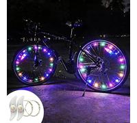 2PCS Spoke Lights for Bike Wheels Cycling Neon Tire Flash Lamp 6 Colors Flashing/Stay On Changing Bicycle Wheel Lights for Adults Boys Girls Christmas Outdoor Cycling, String Light 2m Long