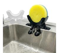 2pcs Sponge Holder for Kitchen Sink, Peeing Scrub Sponge Holder, Sponge Stand with Drainage, Fast Drying Drainage Bathroom Countertop Organizer, for Holding Brush, Soap, Scrubber(Black and White)