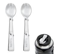 2pcs Spork for Thermos Stainless Steel King Vacuum Insulated Food Jar 16oz, Foldable Spoon Fork Replacement Parts Compatible with Thermos Funtainer 16 oz (Spoon and fork in One Design)
