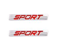 2Pcs Sport Emblem 3D Metal Car Decoration Metal Adhesive Letter Sport Truck Car Badge Emblem Sticker (Silver Red)