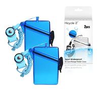2pcs Sport Waterproof ID Card Badge Holder Case with Lanyard Cover Multiple Credit Cards, Registration, ins Card Heavy Duty Durable Locker Dry Box (Blue)