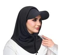 2pcs Sports Hijab Hat with Visor Sun Protective Neck Gaiter & Baseball Cap Set Athletic Islamic Muslim Turban Headwear Head Cover Sun Protection Skull Cap