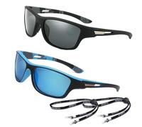 2Pcs Sports Sunglasses,Polarized Sunglasses Mens Wrap Around Designwith UV400 Protection Stay Stylish and Protected for Fishing and Driving