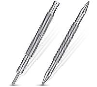 2Pcs Spring Center Punch, Hammerless Double Head Nail Setter Spring Loaded, High Carbon Steel Nail Punch, Narrow Space Door Hinge Pin Remover Tool for Carpenter Woodworking