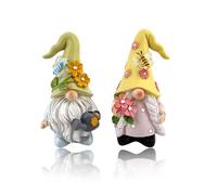2Pcs Spring Gonk Gnomes Figurines, Bee and Flower Gnome Spring Figurines for Garden Ornaments Outdoor, Handcrafted Resin Gnome Figures for Garden Decoration, Gardens Gifts for Birthday Housewarming