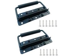 2pcs Spring Loaded Handles Black Folding Handle with Rubber Grip for Toolbox Chest Case Trunks Crates Storage Boxes Heavy Duty Handle