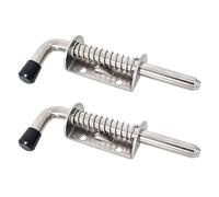 2pcs Spring Loaded Latch Pin, 5 Inch/128mm Stainless Steel Barrel Bolt, Garage Door Lock, Heavy Duty Spring Loaded Gate Latch with Grip for Doors, Shelves, Yard Gate and Garage -10 x 128mm