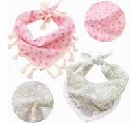 2PCS Spring Summer Dog Bandanas Daisy Flower Scarfs Adjustable Puppy Bandana Triangle Washable Bibs Handkerchief for Small Medium Dogs Cat