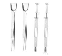 2pcs Sprinkle Pen Pearl Grabber, Aluminum Alloy Jewelry Pickup Tool with 2 Tweezers Piercing Ball Grabber with 4 Claws for Cookie Cake Decorating Supplies & IC Chip Pickup Tool