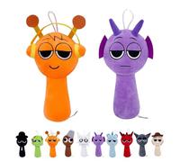 2PCS Sprunki Plush Toys for Kids, Incredibox Sprunki Merch Plushies Animal Doll, Cute Soft Stuffed Sprunki Figures Game for Gift Party Decoration (Purple and Orange)