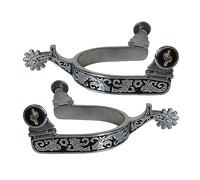 2Pcs Spurs Decoration With Gears Horse Spurs, West Cowboy Horse Boot Spurs Decoration (Black Silver)