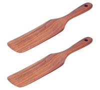 2PCS Spurtle for Sourdough Starter, Flat Wooden Spatula Wood Cooking Paddle Wooden Turner with Hanging Hole Teak Utensils for Flipping Serving Scraping Turning (29 * 5.5cm)