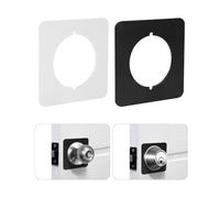 2pcs Square Door Knob Cover Plates, Stainless Steel Scar Plates for Door Handle Deadbolt with 2pcs Double-Sided Adhesive Pads for Repair Filling The Gap and Reinforcing Fixing The Loose Lock(Black)