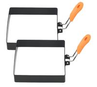 2Pcs Square Egg Mold, Non-Stick 4 Inch Square Egg Rings for Frying Eggs with Silicone Handle Stainless Steel for Breakfast Sandwiches Griddle Crumpet Style 1