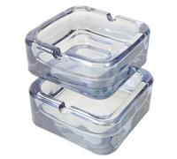 2pcs Square Glass Ashtray 3.7x3.7x1.57in for Desktop