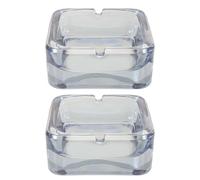 2pcs Square Glass Ashtray for Home Office Tabletop Decoration