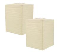 2pcs Square Lampshade, Collapsible Japanese Style Pendant | Beige Paper and Iron Construction, Space-saving Design, Simple Assembly for Holiday Gatherings and Home Celebration Setups