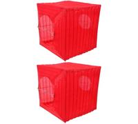 2pcs Square Paper Lantern Lampshade 10x10 Inch Foldable Light Shade | Red Paper Covering, Bamboo Frame, Collapsible Structure, Fits Candle Lamps, for Classrooms, Dinner Tables and Wall Decoration