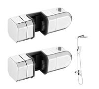 2PCS Square Shower Head Holder Replacement,Adjustable Shower Holder Bracket for Square Shower Rods 30*15mm to 30*18mm,Shower Rail Head Holder for 360 Degree Rotation Sprayer Bracket(Silver)