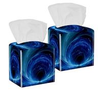 2PCS Square Tissue Box Cover, Abstract Time Tunnel Galaxy Pattern Leather Tissue Case Facial Paper Organizer Dispenser for Vanity Toilet Tank Dresser Night Stand Table Countertop Office Car