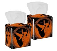 2PCS Square Tissue Box Cover, Ancient Greek God Prometheus Leather Tissue Case Facial Paper Organizer Dispenser for Vanity Toilet Tank Dresser Night Stand Table Countertop Office Car