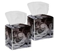 2PCS Square Tissue Box Cover, Awesome Sea Ocean Octopus Leather Tissue Case Facial Paper Organizer Dispenser for Vanity Toilet Tank Dresser Night Stand Table Countertop Office Car