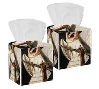 2PCS Square Tissue Box Cover, Barn Owl Leather Tissue Case Facial Paper Organizer Dispenser for Vanity Toilet Tank Dresser Night Stand Table Countertop Office Car