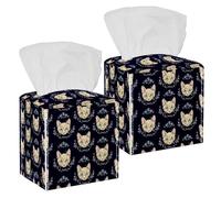 2PCS Square Tissue Box Cover, Cute Cats Kittens Leather Tissue Case Facial Paper Organizer Dispenser for Vanity Toilet Tank Dresser Night Stand Table Countertop Office Car