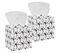 2PCS Square Tissue Box Cover, Dancing Skeletons Leather Tissue Case Facial Paper Organizer Dispenser for Vanity Dresser Night Stand Table Countertop Office Car