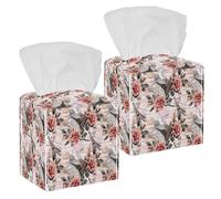 2PCS Square Tissue Box Cover, Eiffel Tower Paris Leather Tissue Case Facial Paper Organizer Dispenser for Vanity Dresser Night Stand Table Countertop Office Car