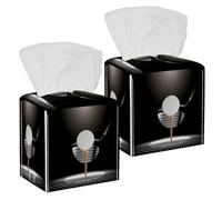 2PCS Square Tissue Box Cover, Golf Ball on Tee with Club in The Spotlight Leather Tissue Case Facial Paper Organizer Dispenser for Vanity Toilet Tank Dresser Night Stand Table Countertop Office Car