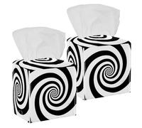 2PCS Square Tissue Box Cover, Hypnotic Psychedelic Spiral Swirl Pattern Leather Tissue Case Facial Paper Organizer Dispenser for Vanity Toilet Tank Dresser Night Stand Table Countertop Office Car