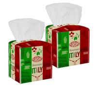 2PCS Square Tissue Box Cover, Italy Food Leather Tissue Case Facial Paper Organizer Dispenser for Vanity Toilet Tank Dresser Night Stand Table Countertop Office Car