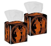 2PCS Square Tissue Box Cover, Man with a Bow Mythological plot of Apollo and Artemis Greek Painting Leather Tissue Case Facial Paper Organizer Dispenser for Vanity Dresser Night Stand Table Office