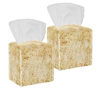 2PCS Square Tissue Box Cover, Old Music Sheet with Musical Notes Pattern Leather Tissue Case Facial Paper Organizer Dispenser for Vanity Toilet Tank Dresser Night Stand Table Countertop Office Car