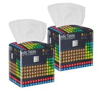 2PCS Square Tissue Box Cover, Periodic Table of The Elements Leather Tissue Case Facial Paper Organizer Dispenser for Vanity Toilet Tank Dresser Night Stand Table Countertop Office Car