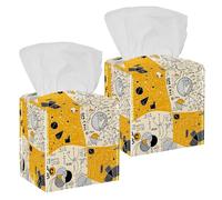 2PCS Square Tissue Box Cover, Physical Equation Phenomenon Science Board with Math Leather Tissue Case Facial Paper Organizer Dispenser for Vanity Dresser Night Stand Table Countertop Office Car