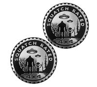 2Pcs Squatch Aliens Bigfoot 3D Metal Car Badge & Emblem - Round Decals Compatible for Jeep Wrangler, Trucks & SUVs