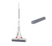 2pcs Squeezed Self Draining Rubber Cotton Mop Hand Free Magic Self-Cleaning Flat Reusable Sponge Household Floor Cleaning Tool(Total 2 Mop Head)