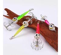 2Pcs Squid Jig Hooks LED Glow with Reflective Beads for Night Fishing of Squid, Octopus, and Cuttlefish (4# Pink)