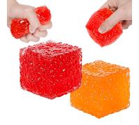 2Pcs Squishy Cube, Fidget Set for Stress Care and Focus Enhancement, Red and Orange Squishies Slow Rising for Classroom and Office Use, Durable Sensory Fidgets with Soft Texture