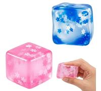 2Pcs Squishy Ice Cube and Stress Cube Set, Soft Squishy Cubes for Office Stress Relief and Mindfulness Practice, 3cm Blue and Pink Squishy Cubes for Adults.
