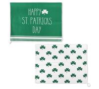 2pcs St Patricks Day Kitchen Towels, 15.7x23 inch Green Lucky Shamrock Dish Towels Irish Happy St Patricks Day Decorations Seasonal Holiday Hand Towels for Home Drying Dishes