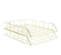 2pcs Stackable Metal File Tray Organizer for A4 Papers and Magazines